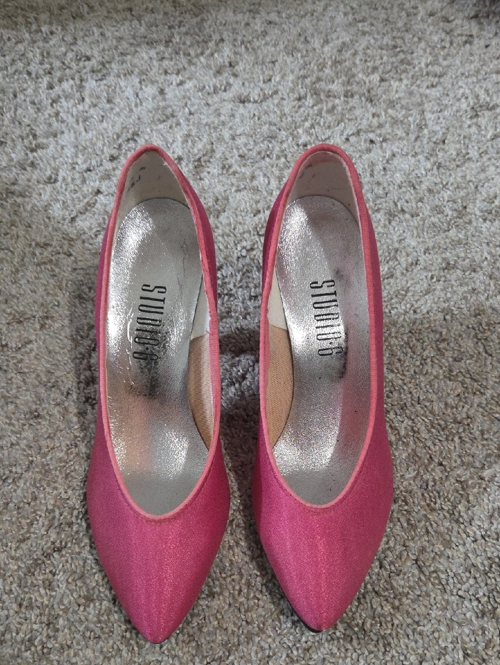 Studio Pink Pointed Satin Heels
